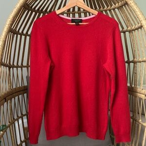 %100 Cashmere Sweater US M Charter Club Luxury Pop of Red Demure Country-Coded